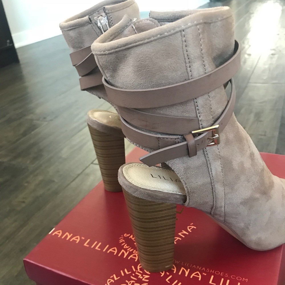Taupe buckle open back chunky heel - Picture 3 of 4
